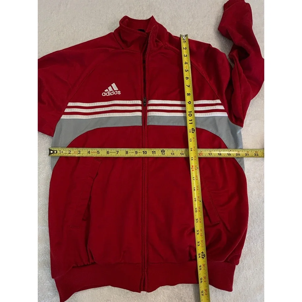 Adidas Youth XL Red‎ White Grey Full Zip Track Jacket Boys 18-20 Three Stripe